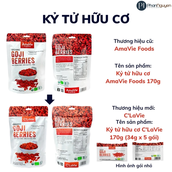 Kỷ tử hữu cơ AmaVie Foods Organic Goji Berries 170g