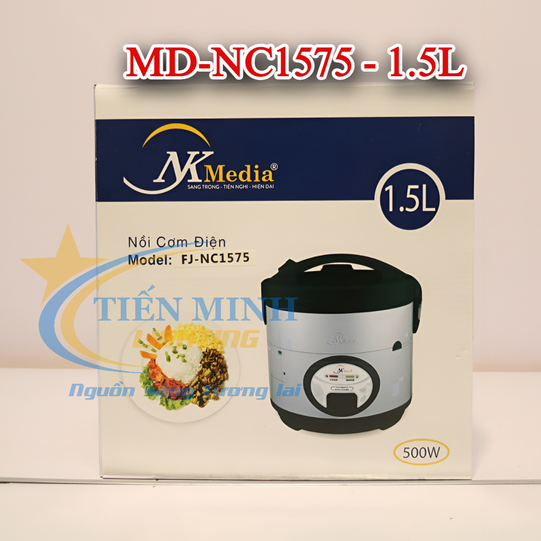 Nồi Cơm Điện Nắp Gài NK-MEDIA 1.5 LÍT MD-NC1575, Nồi Cơm Điện nấu nhanh và giữ ấm, Hợp kim nhôm phủ chống dính Whitford (USA)