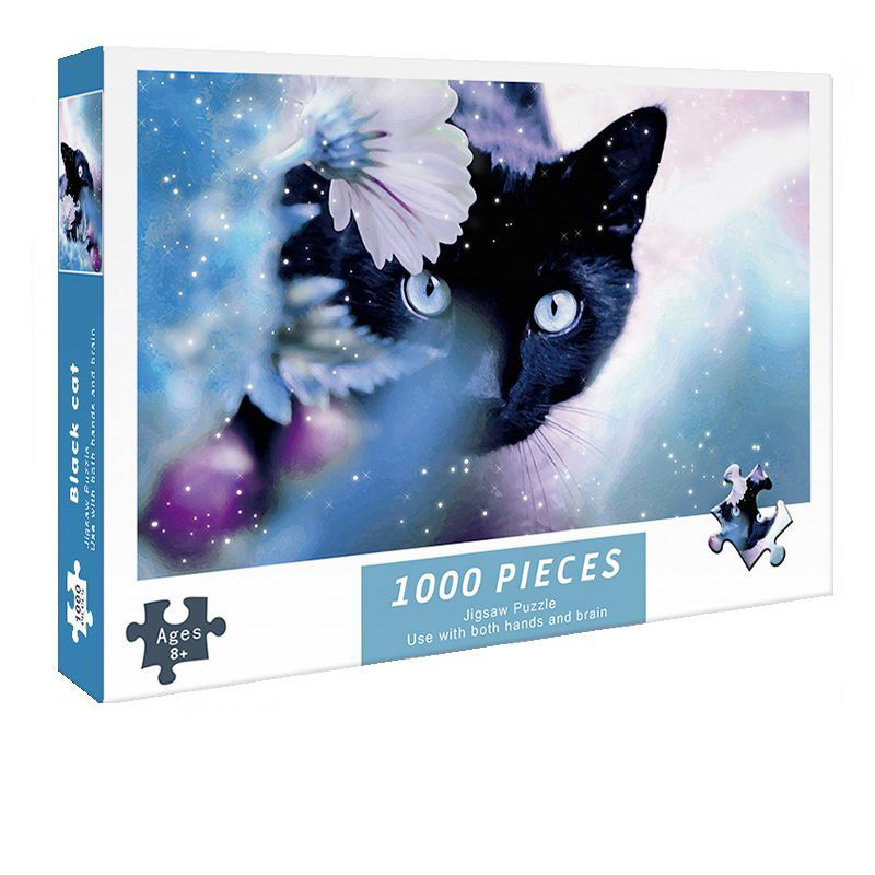 Bộ Tranh Ghép Xếp Hình 1000 Pcs Jigsaw Puzzle Mèo Đen Bản Đẹp Cao Cấp