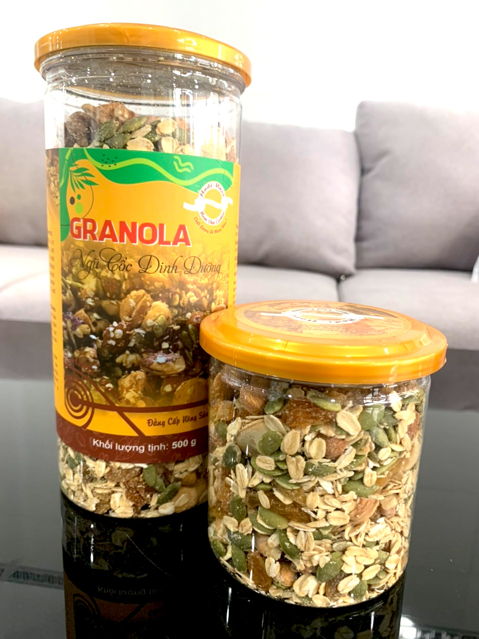 Hũ Granola vị tự nhiên siêu hạt siêu trái cây, ăn vặt, giảm cân 500g