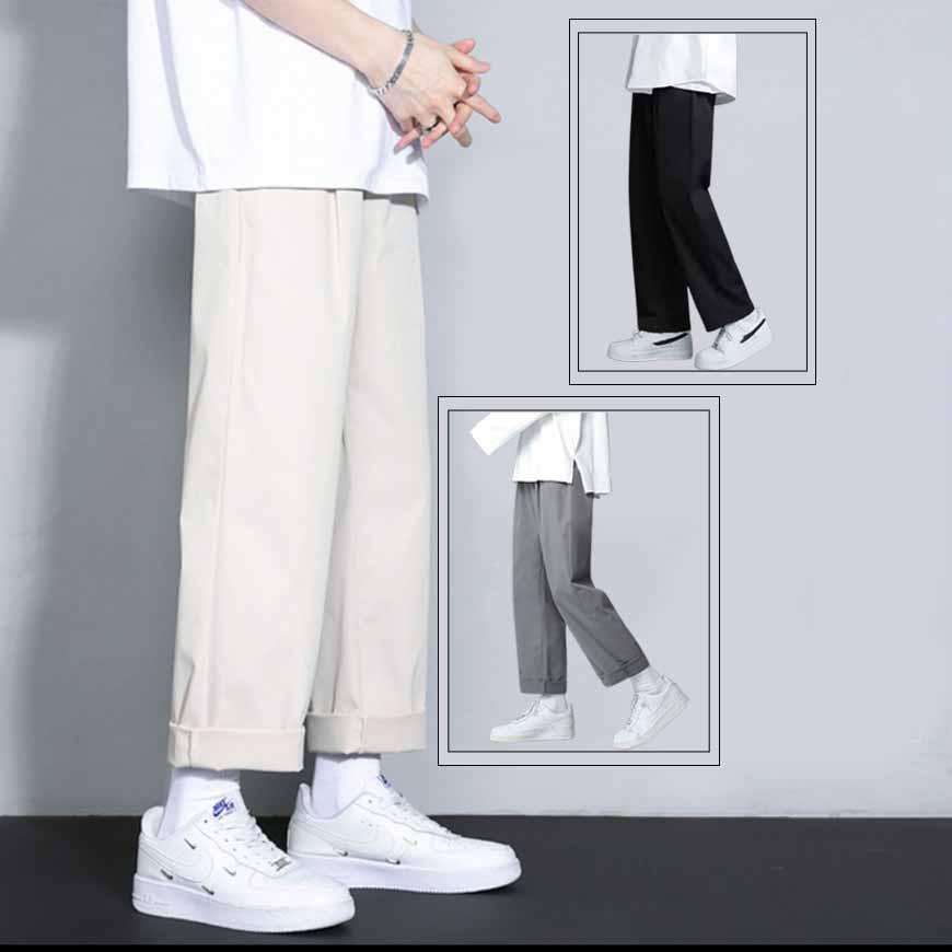 Quần Jogger Baggy Dáng Suông Dài - Chất Vải Kaki Kiểu Thể Thao UNISEX ba Màu Đen,xám,trắng. 03x