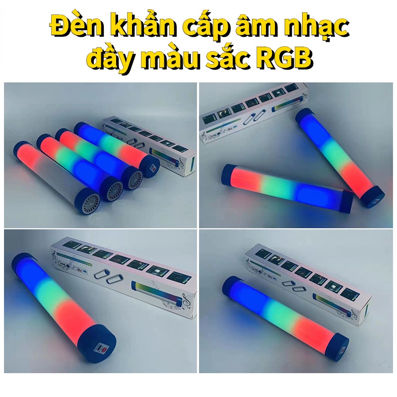 Đèn âm nhạc bluetooth RGB đầy màu sắc Đèn cảnh báo khẩn cấp USB sạc Đèn cảnh báo khẩn cấp Đèn không khí cắm trại ngoài trời Đèn khẩn cấp cầm tay