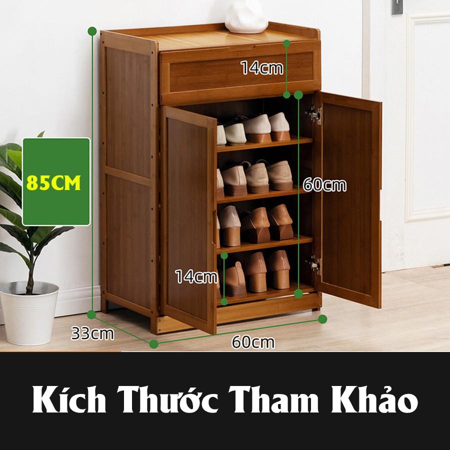 Tủ để giày dép gỗ tre tự nhiên Vango V11 hiện đại, sang trọng, sơn phủ bóng chống nước, chống mối mọt cao cấp