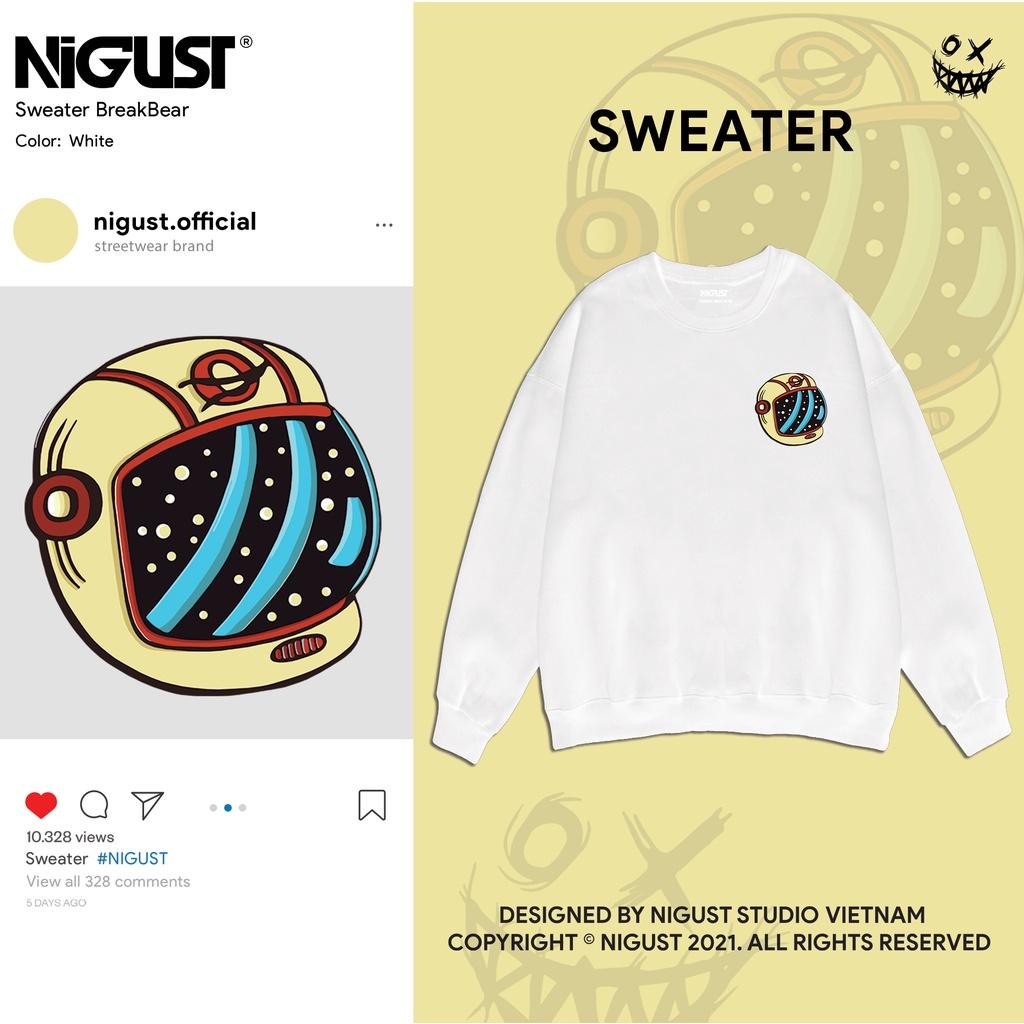 Áo sweater basic unisex local brand NIGUST N002 chất liệu nỉ da cá form rộng màu đen trắng Fullbox