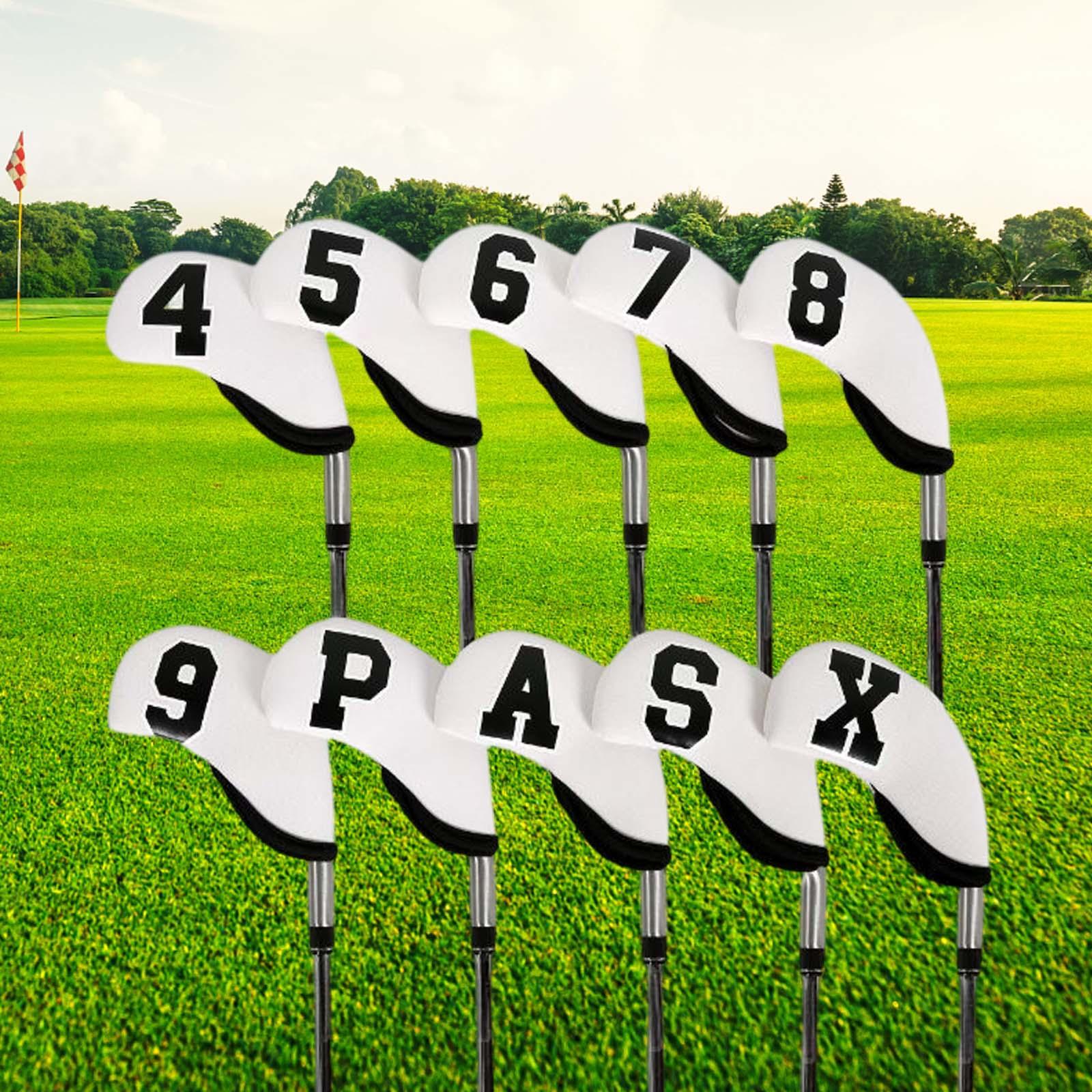 10x Golf Iron Covers, Number Tag PU Wrap Golf Iron Headcovers for Outdoor Sports Men