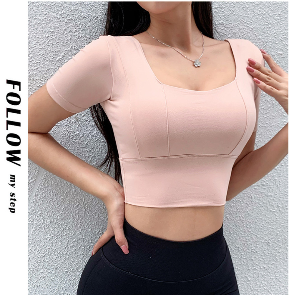 Áo croptop cổ vuông đồ tập thể thao
