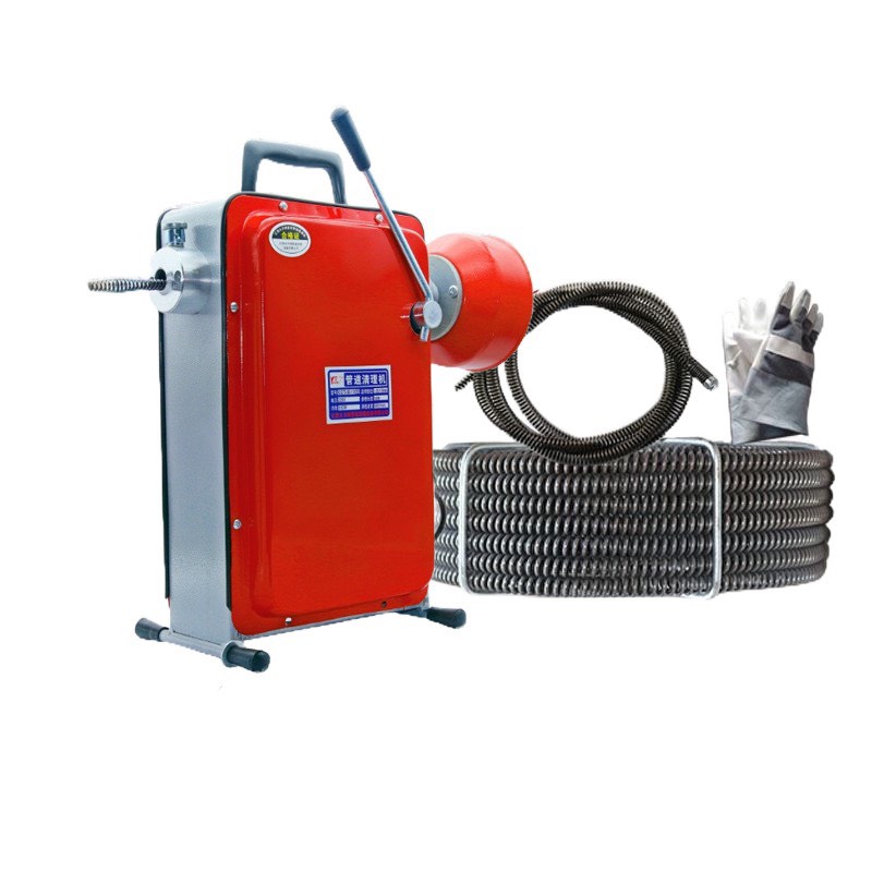 Máy thông tắc cống GQ100-1000w tặng kèm cuộn dây lò xo phi 16 dài 15m và 4m mét cuộn dây lò xo phi 8