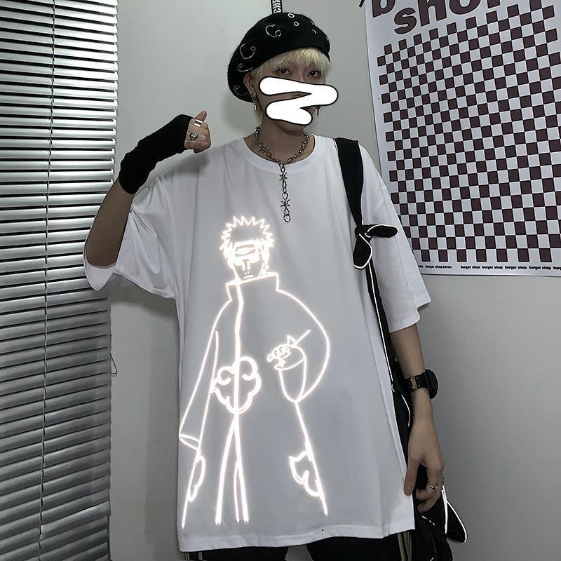 Áo thun phản quang tay lỡ nam nữ naruto