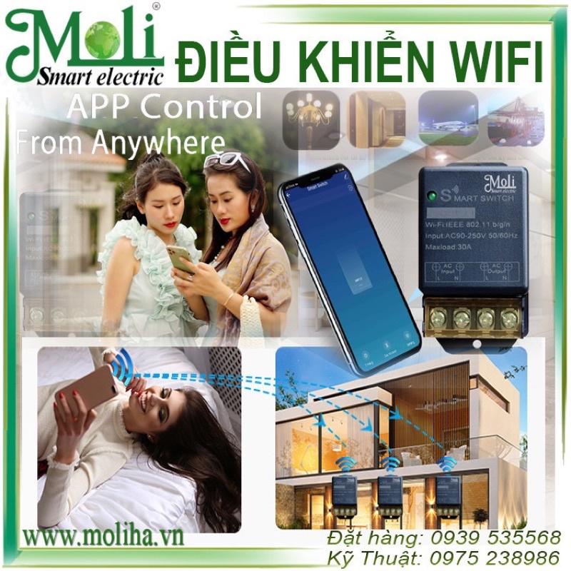 Công tắc điều khiển từ xa qua wifi MOLI bằng điện thoại