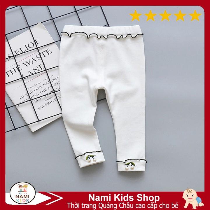 [T19:H30] Quần legging thêu hoa chất thun cotton mỏng mát cho bé