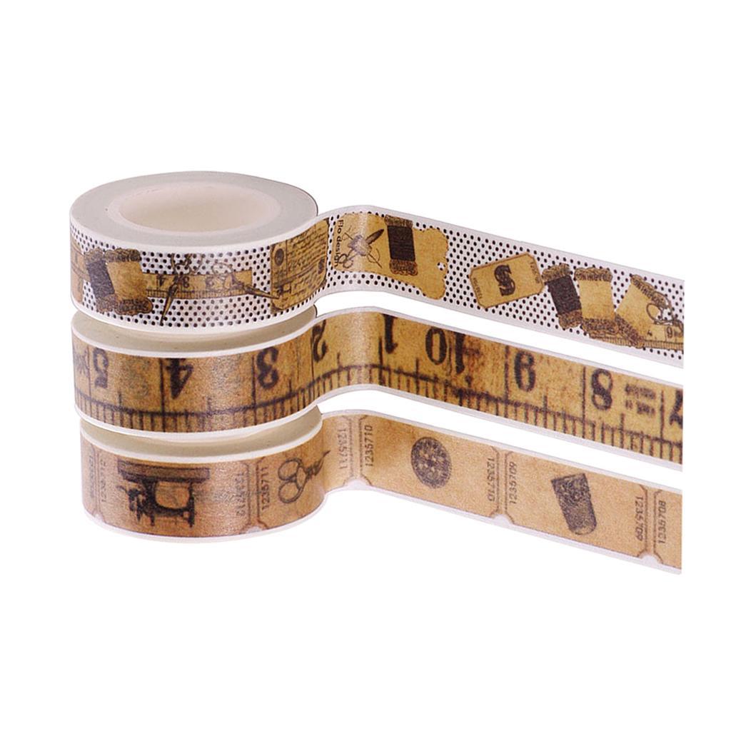 3 Rolls Retro Style Paper Masking Washi Tapes DIY