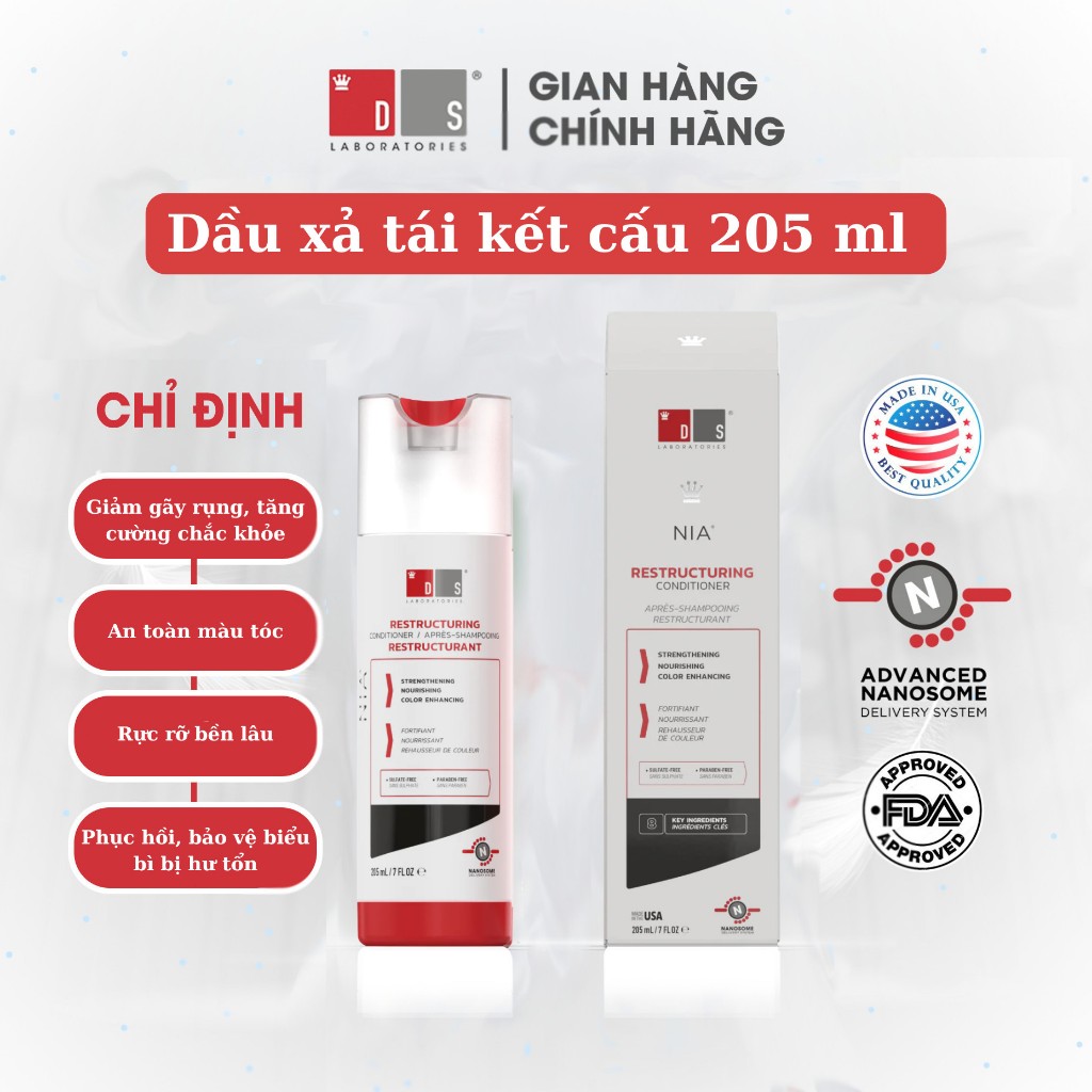 Dầu xả tái cấu trúc NIA CONDITIONER 205ml của Ds Laboratories ( Mỹ )