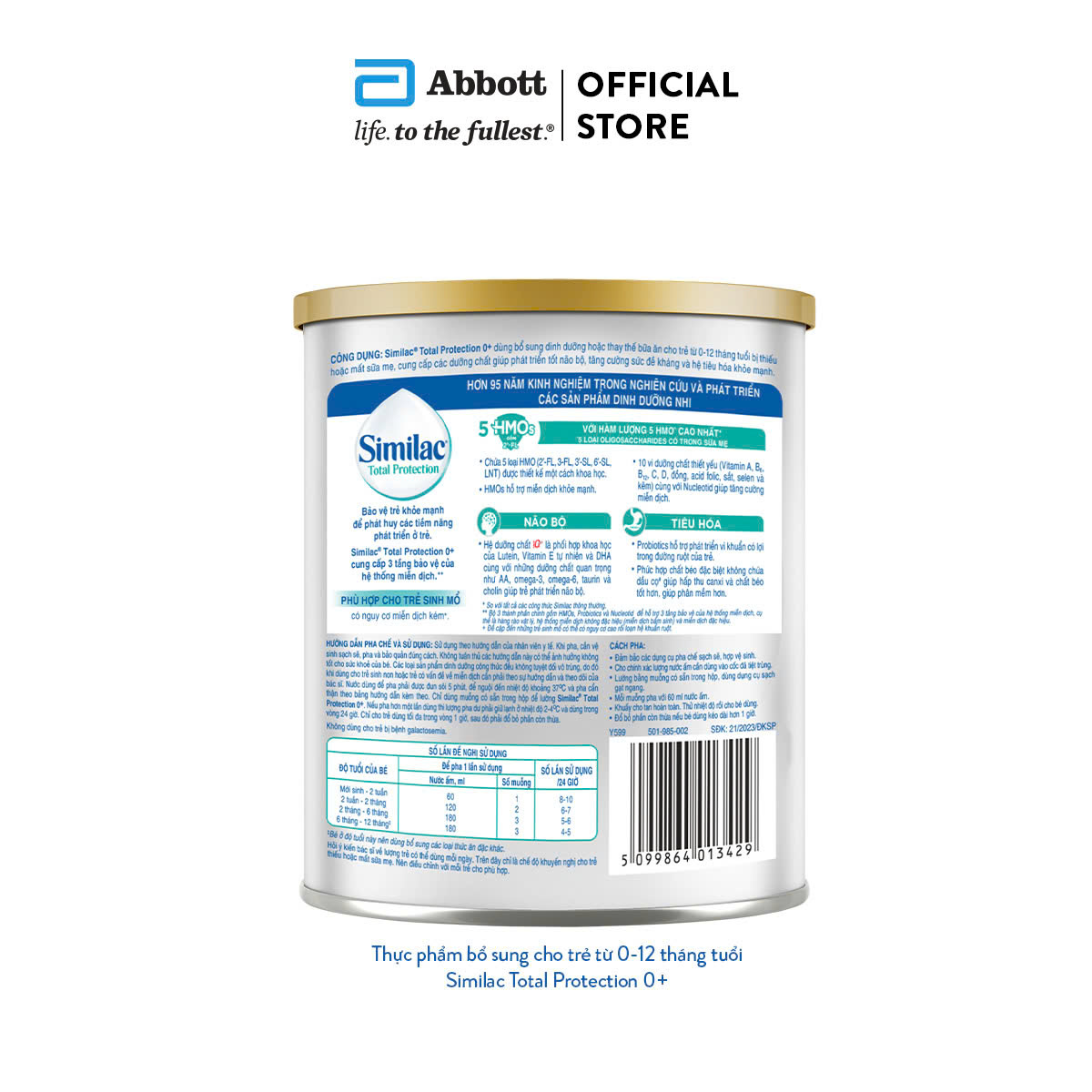 Sản phẩm dinh dưỡng công thức cho trẻ từ 0-12 tháng tuổi Similac Total Protection 0+ 380g