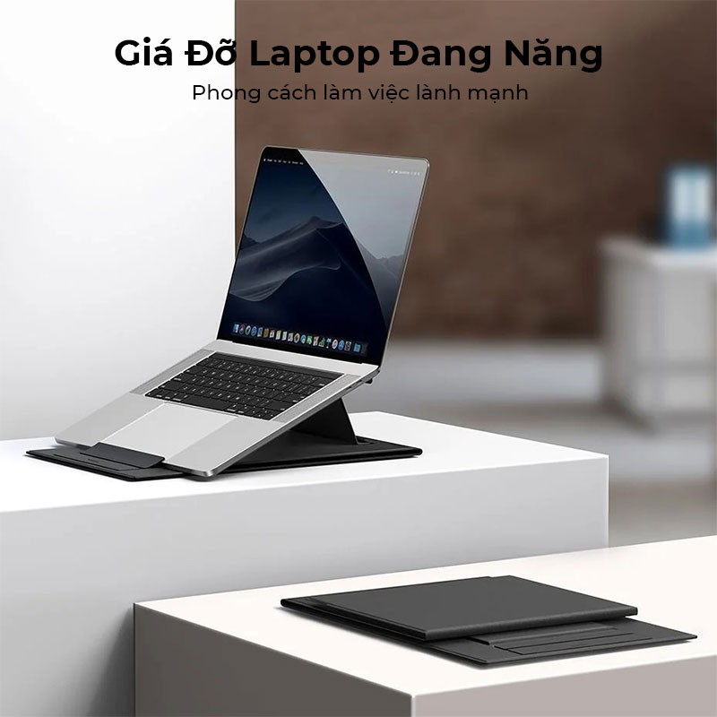 Giá đỡ cho laptop macbook đa năng Baseus có thể xếp gọn thay đổi nhiều tư thế, hỗ trợ làm việc đứng - hàng chính hãng