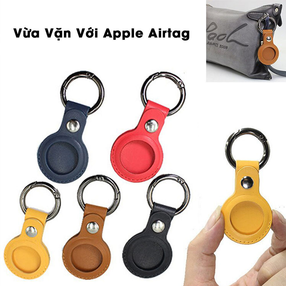 Vỏ Ốp Bao Da Nhiều Màu Kèm Móc Hở 1 Mặt Bảo Vệ Airtag - thiết bị định vị, chống trộm - Hàng Chính