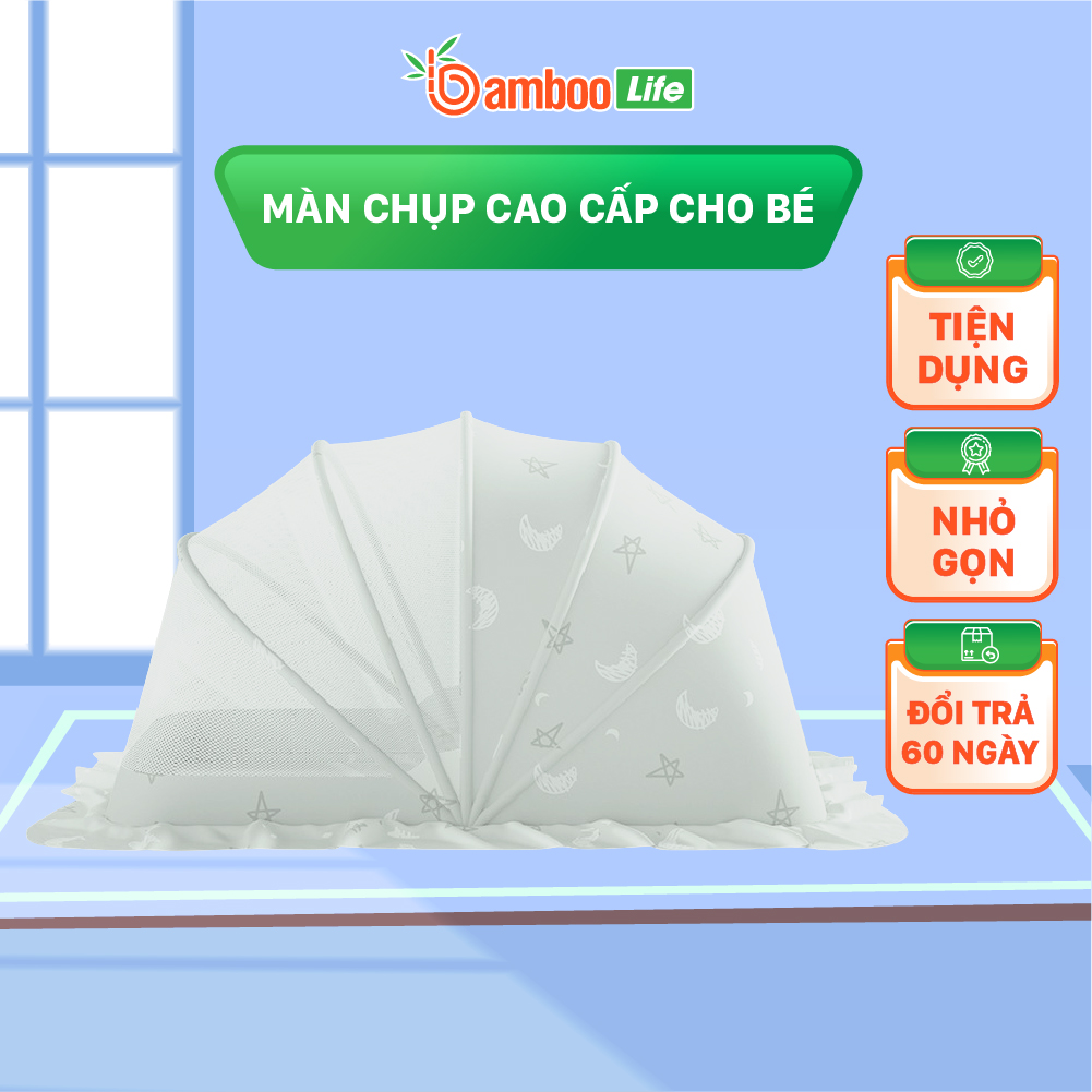 Màn chụp cho bé tự bung Bamboo Life mùng chụp em bé sơ sinh gấp gọn chống muỗi côn trùng giảm ánh sáng an toàn tiện lợi dùng được ở giường nôi cũi