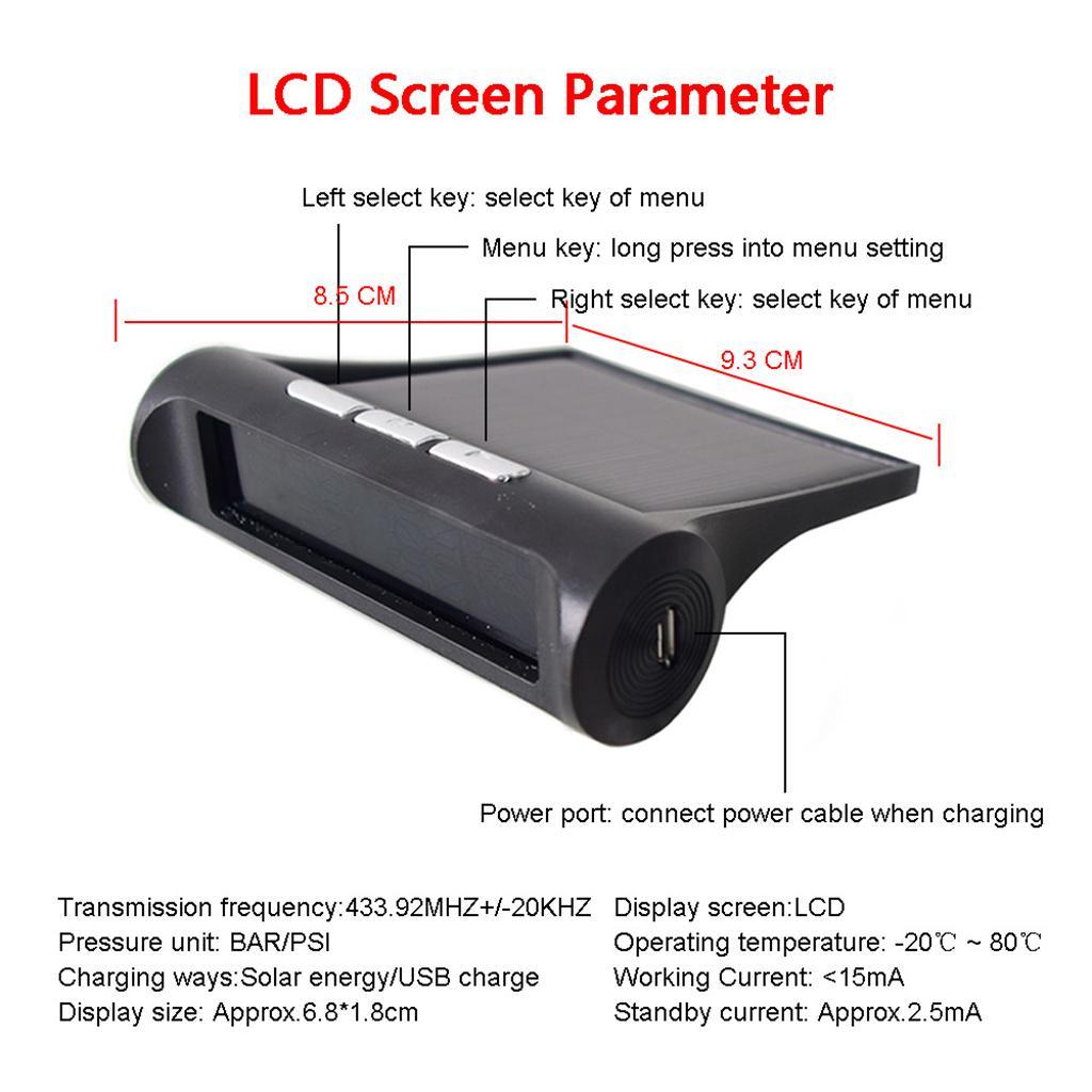 Car Tire Pressure Monitor Solar Real Time Tyre   Sytem External Sensor