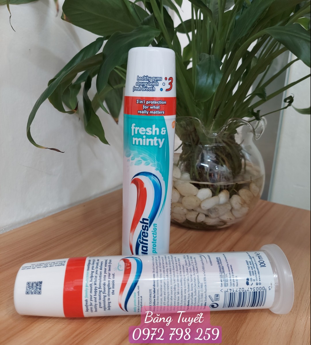 Kem Đánh Răng Aquafresh 3In1 Fresh &amp; Minty 100ml Chuẩn Mỹ