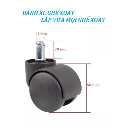 Combo 5 Bánh xe ghế xoay văn phòng siêu bền - Tự lắp đặt đơn giản