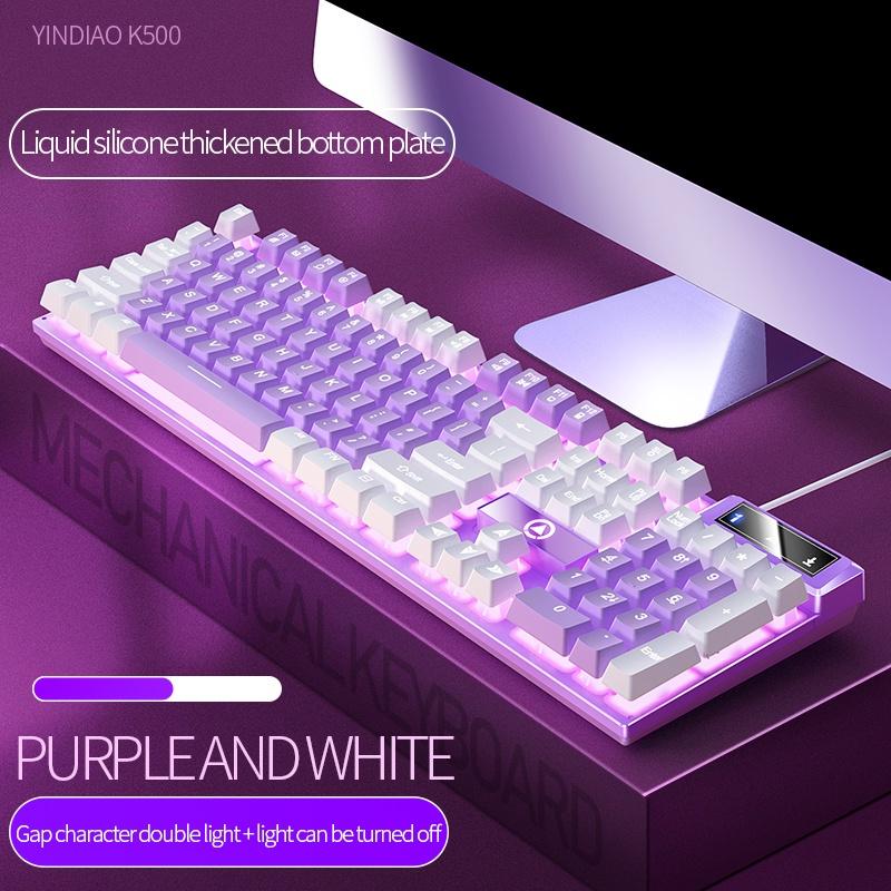 Bàn Phím Cơ Chơi Game Mix 2 Màu Đèn LED Keycap Màu Đèn Nền Nhiều Màu  Bàn Phím Có Dây - Xám Đen Hỗn Hợp