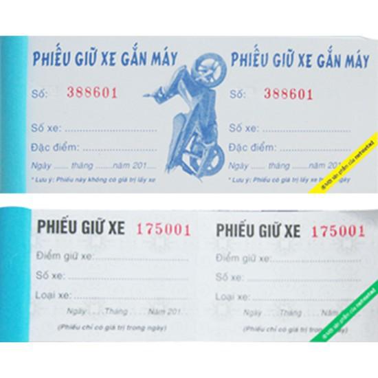 SET 5 Tập phiếu giữ xe 1 liên trắng (80 tờ/1 tập)