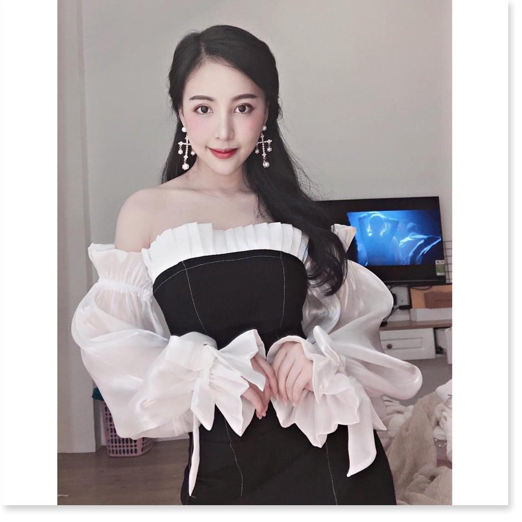 Đầm tay phồng trễ vai cực HOT