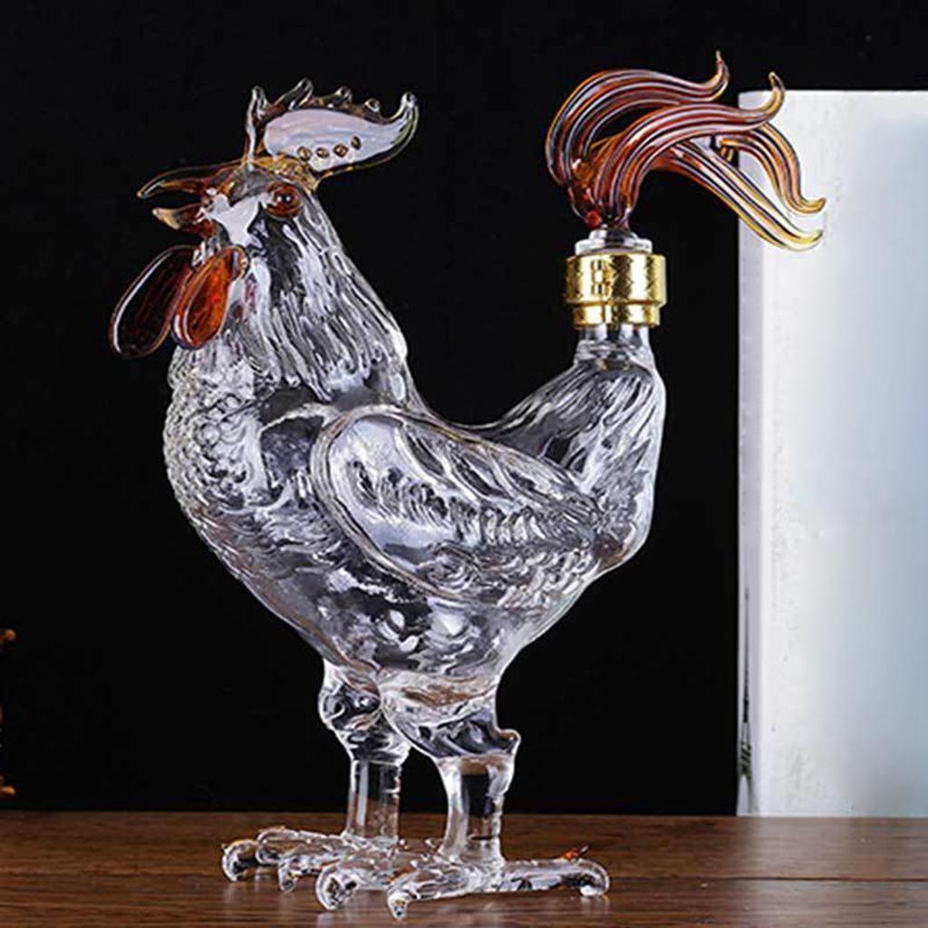 Rooster Shape Liquor Decanters Unique Free Glass Transparent for Gifts Bar