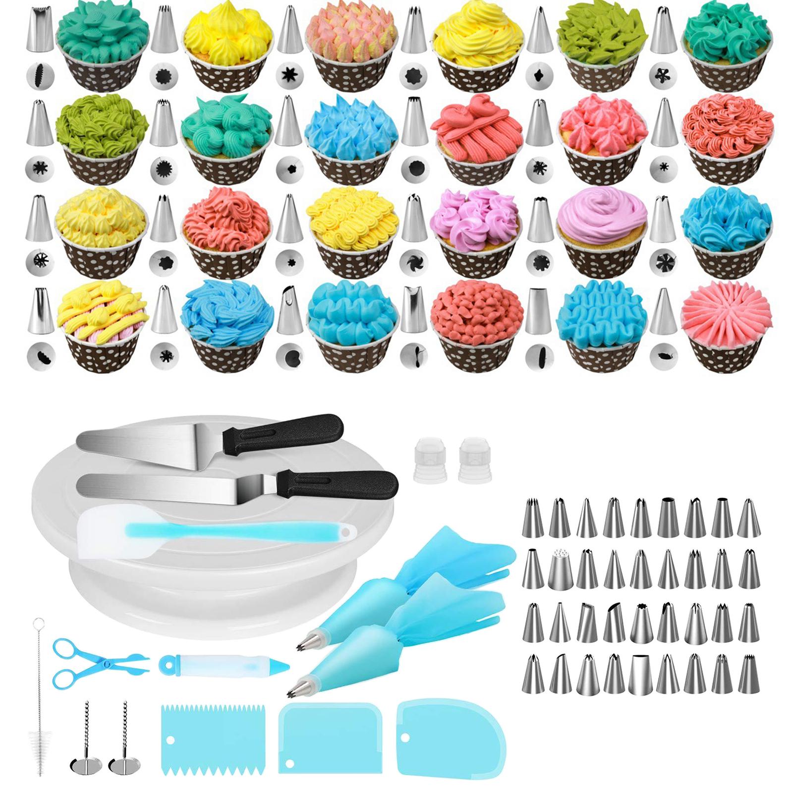 52pcs Cake Decorating Kit Cake Decoration Supplies Set Tool for Home Kitchen, Cake Decoration Equipment Supplies w/ Cake Turntable & Icing Spatula