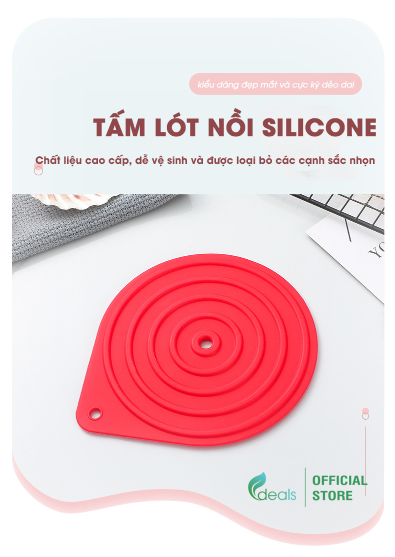 Lót nồi silicone cao cấp chịu nhiệt, chống trượt Ecodeals