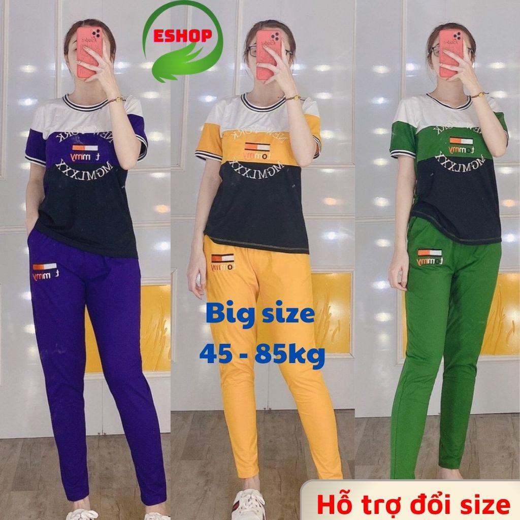 Đồ bộ nữ đồ bộ mặc nhà đẹp bigsize 45 -85kg Sét đồ bộ nữ thể thao thun cotton quần dài thoáng mát ESHOP - DB12