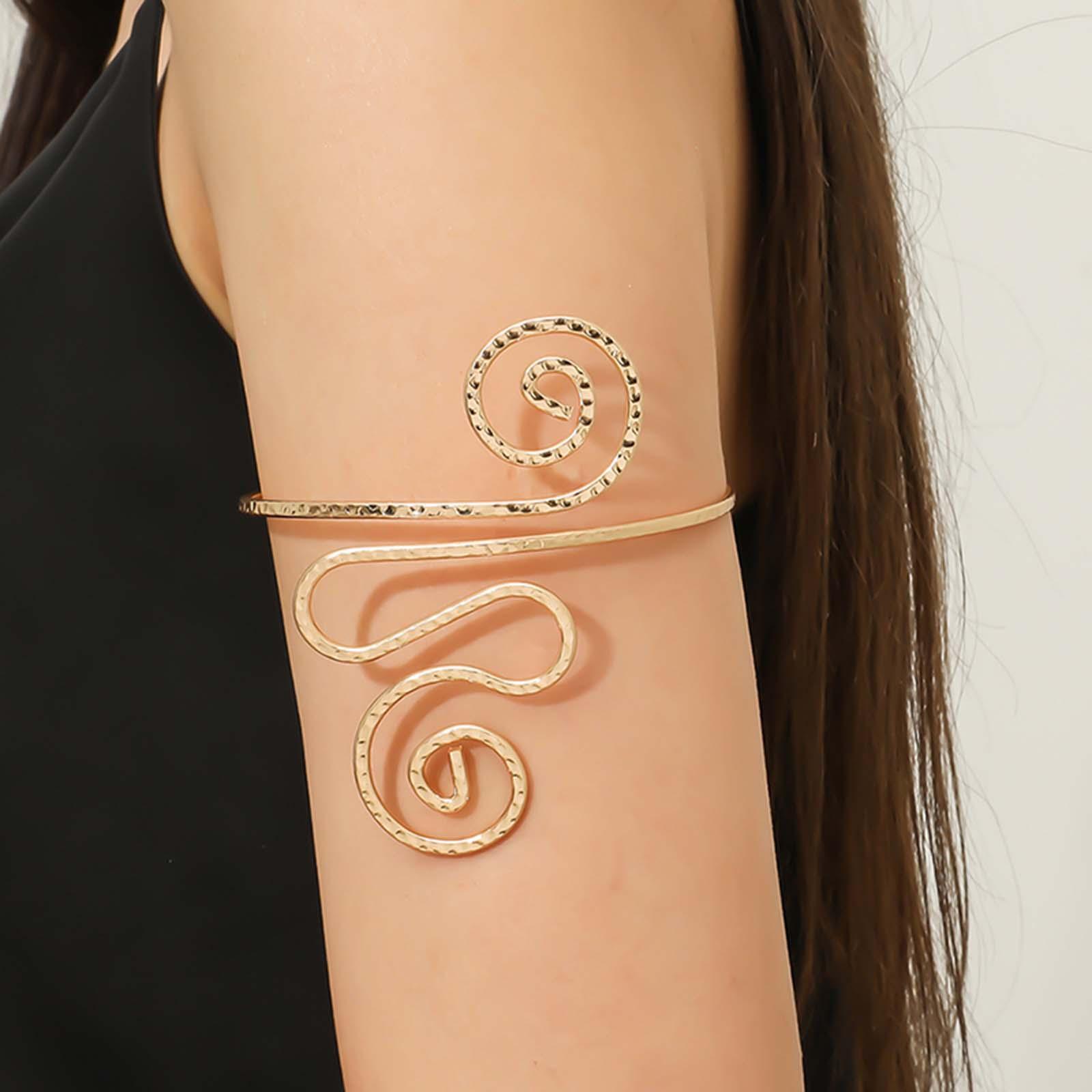 Leaf Feather Arm Bracelet Chain for Women Girls Open Upper Arm Bangle Armlet