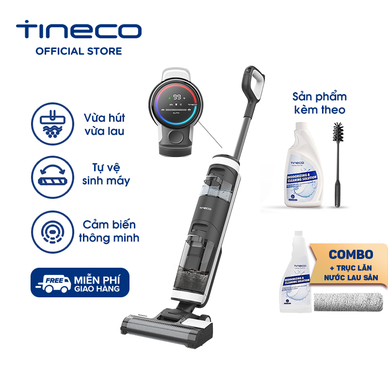 Combo Máy Hút Bụi Lau Nhà Thông Minh Tineco Floor One S3 - Xử Lý Khô & Ướt - Tự Động Vệ Sinh + Trục Lăn + Nước Lau Sàn