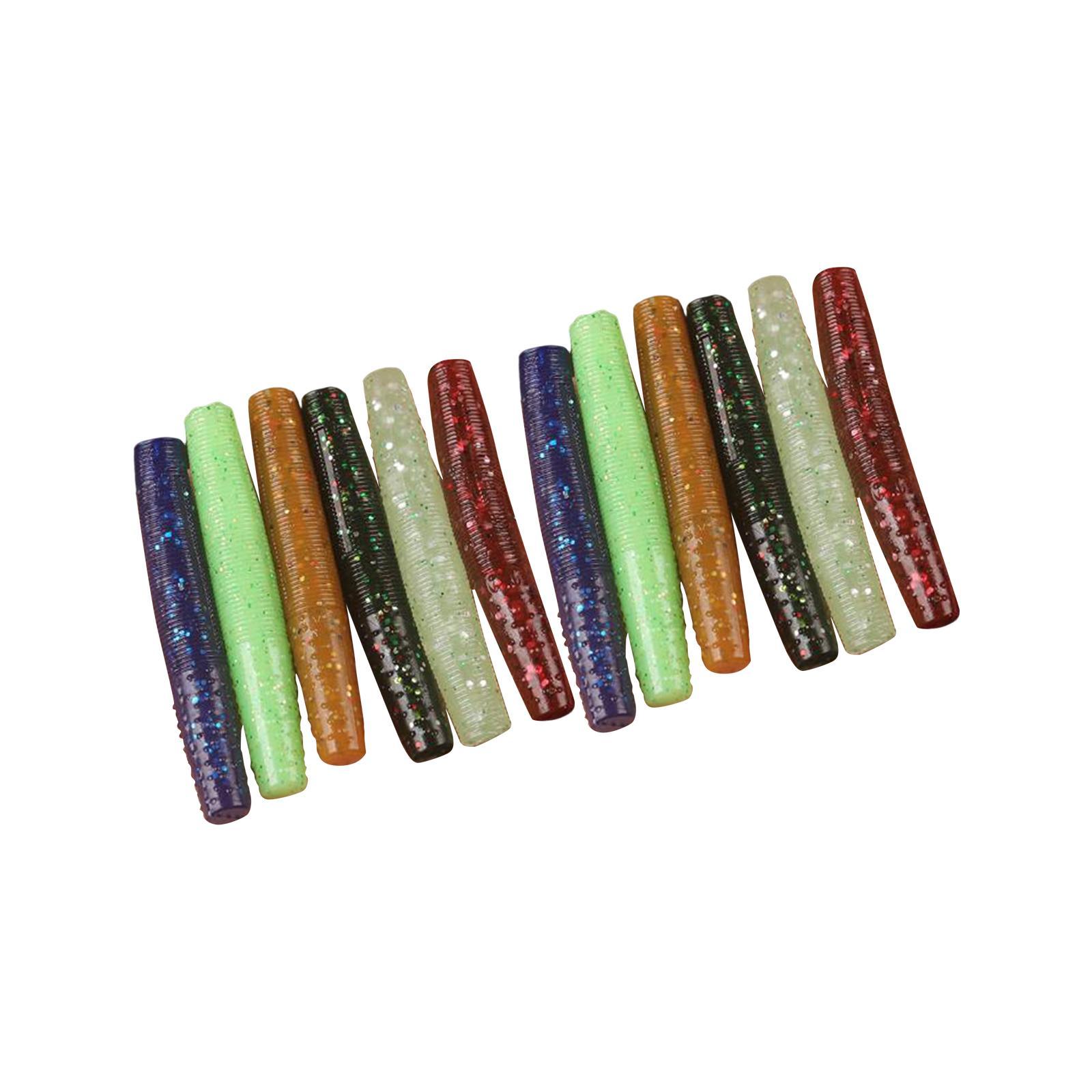 12x Worm Fishing Lures Portable Fishing Baits Set for Salmon Panfish Sunfish