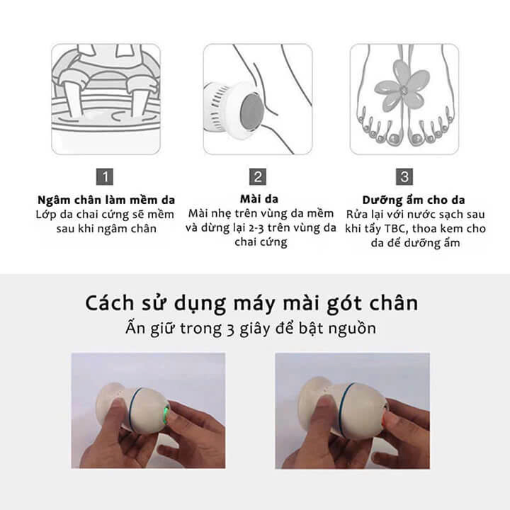 Máy Chà Gót Chân Chuyên Dụng Tẩy Da Chết, Dụng Cụ Mài Gót Chân Đẩy Lùi Chai Sạn Sạc Pin Tiện Lợi