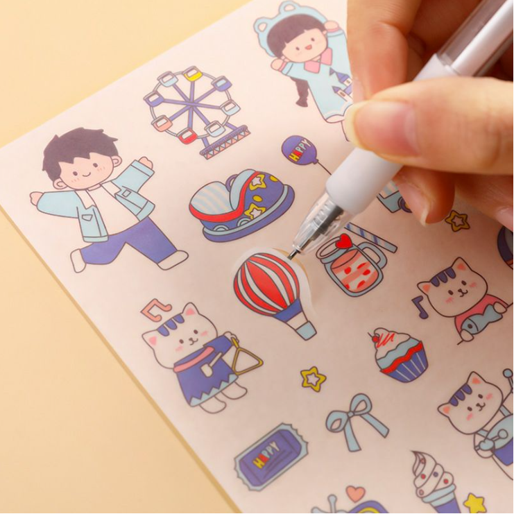 Bút bấm rọc giấy cắt hình dán sticker unboxing thủ công đa năng tiện lợi hình cute giá rẻ cho học sinh