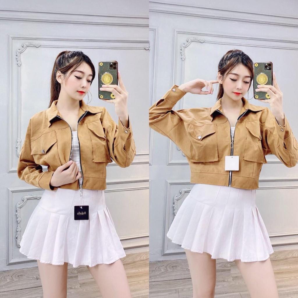 ÁO KHOÁC NHUNG BỐ LỤA QUẢNG CHÂU CAO CẤP, ÁO KHOÁC CROPTOP LỬNG CÁ TÍNH