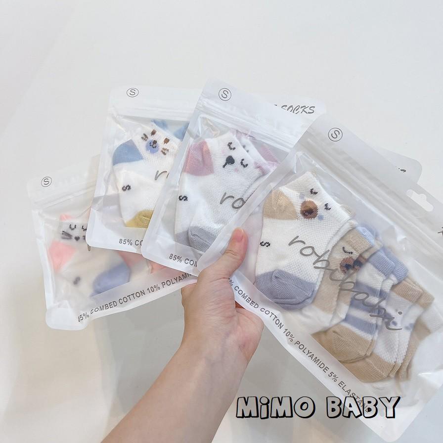 Set 5 đôi tất lưới Kidsock hình gấu Mimo Baby cho bé