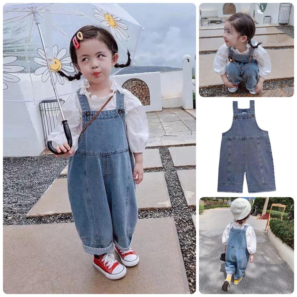 QJ18 Size100-140 (12-30kg) Quần Yếm bé gái, kiểu dáng đơn giản Thời trang trẻ Em hàng quảng châu