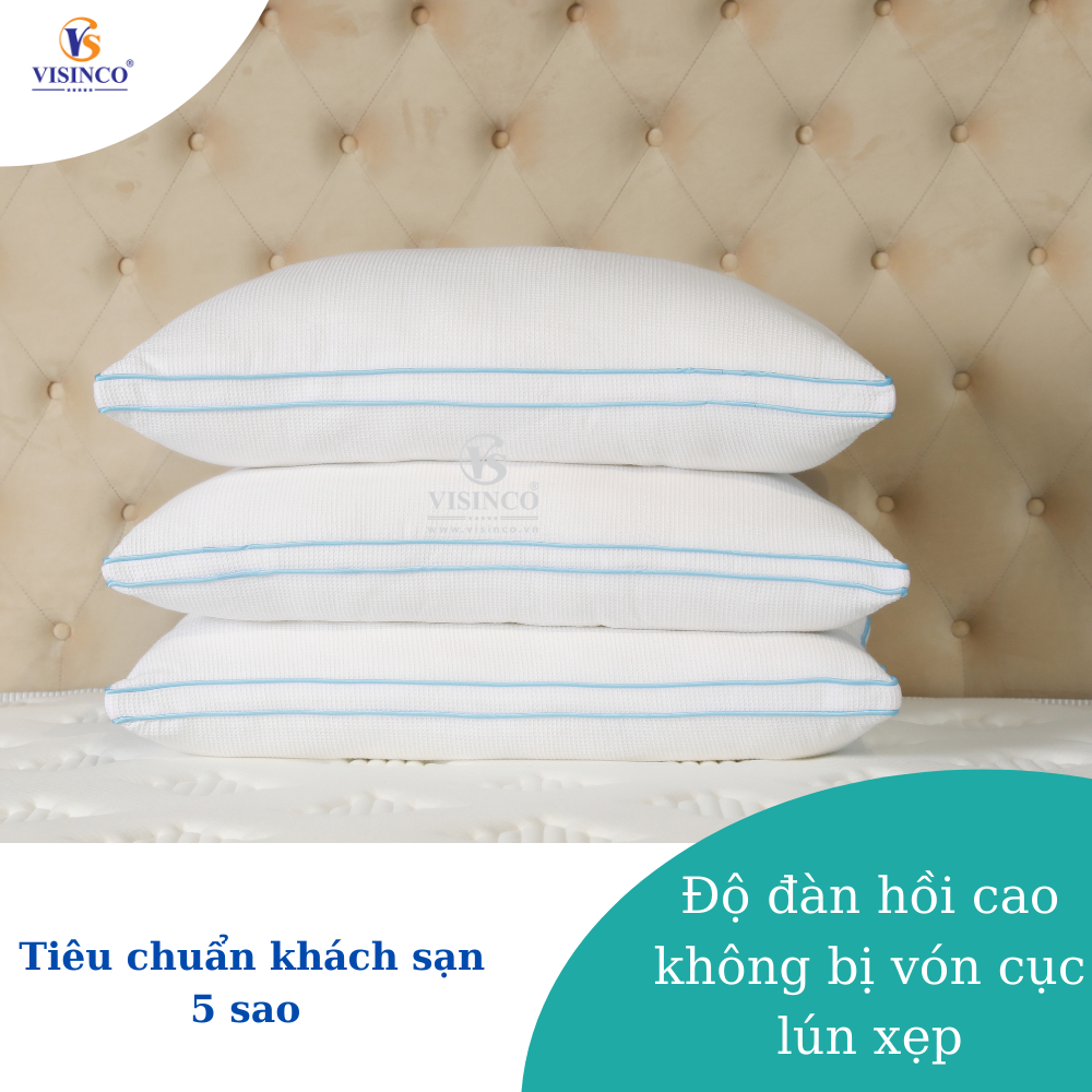 Cao Cấp Ruột Gối Wafle Microfiber 2 Viền  Chống Đau Mỏi Vai Gáy