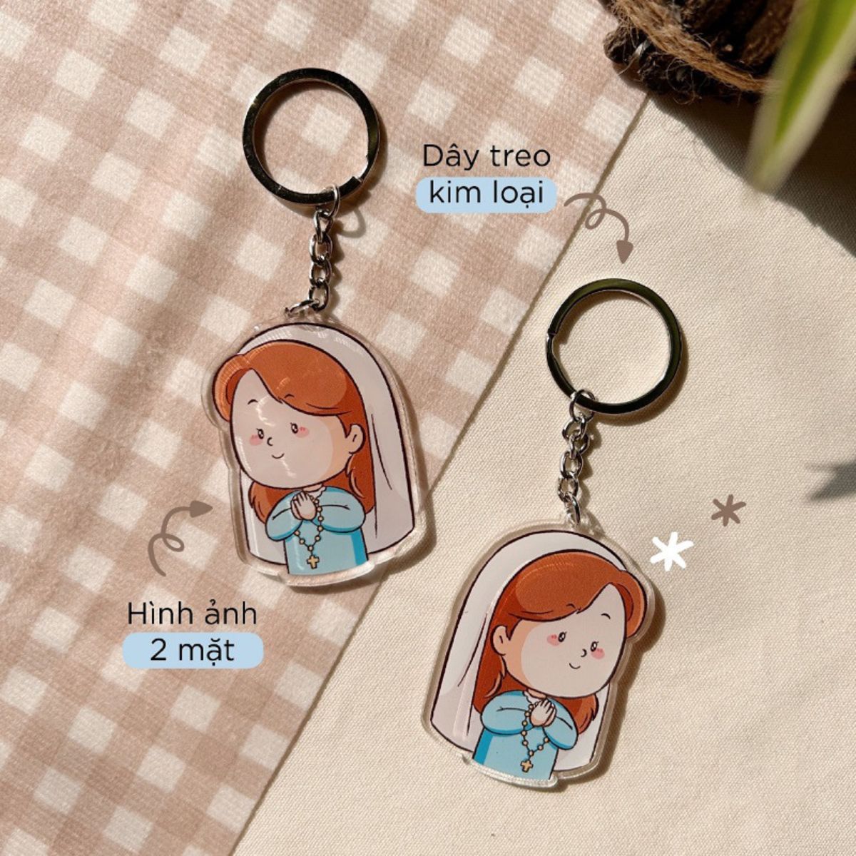 Móc khóa Mẹ Maria Nữ Vương Bình An Chibi