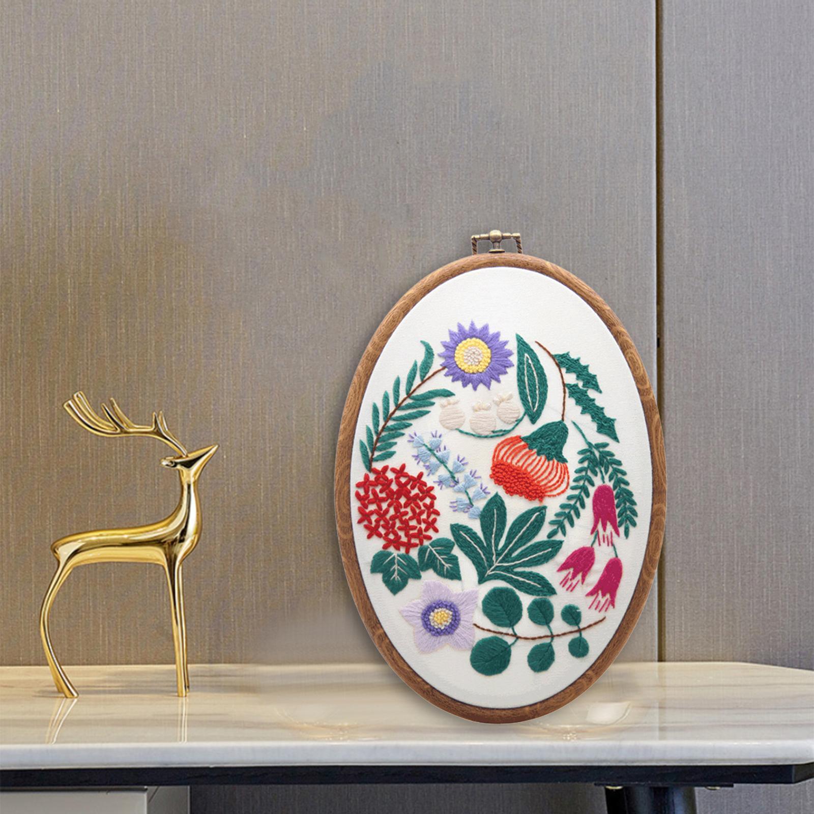 Stamped Embroidery Kit for Beginners with Pattern Floral Cross Stitch kit Starter Kit with Embroidery Hoop, Color Threads