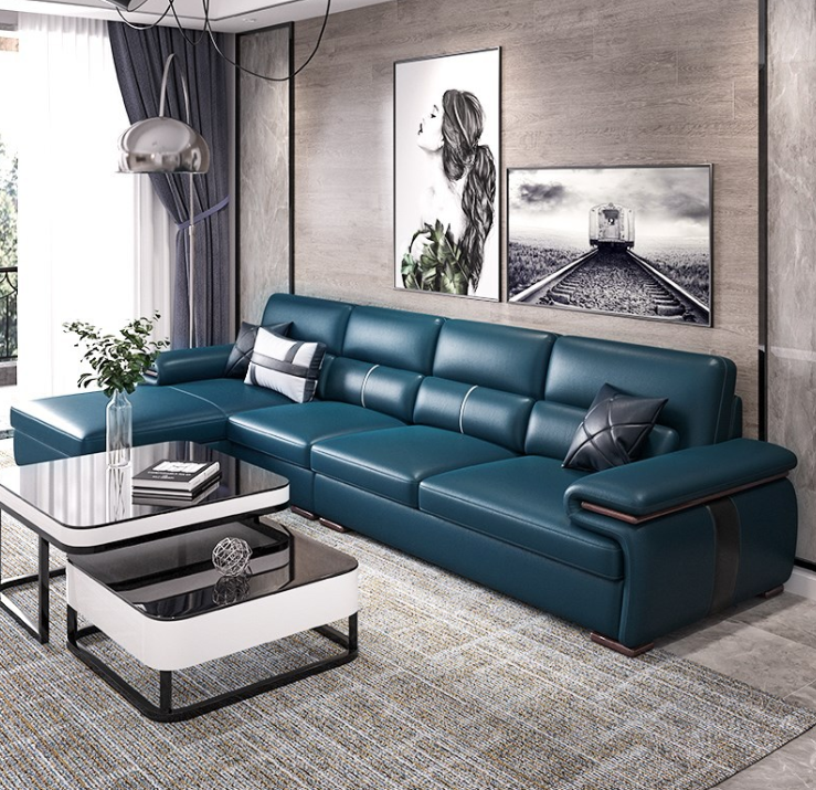 Sofa da góc L tựa lưng cao cấp Juno Sofa HDCT-07