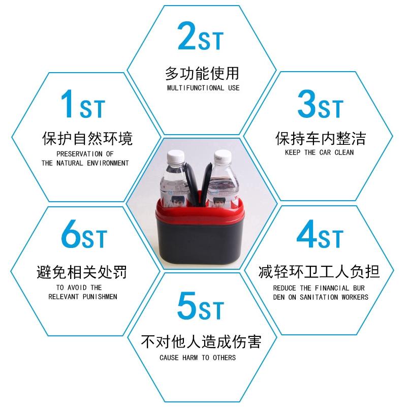 Mini Car Trash Can Suspension Garbage Can Car Storage Box Car Double-open Trash Bin Car Interior Glove Compartment