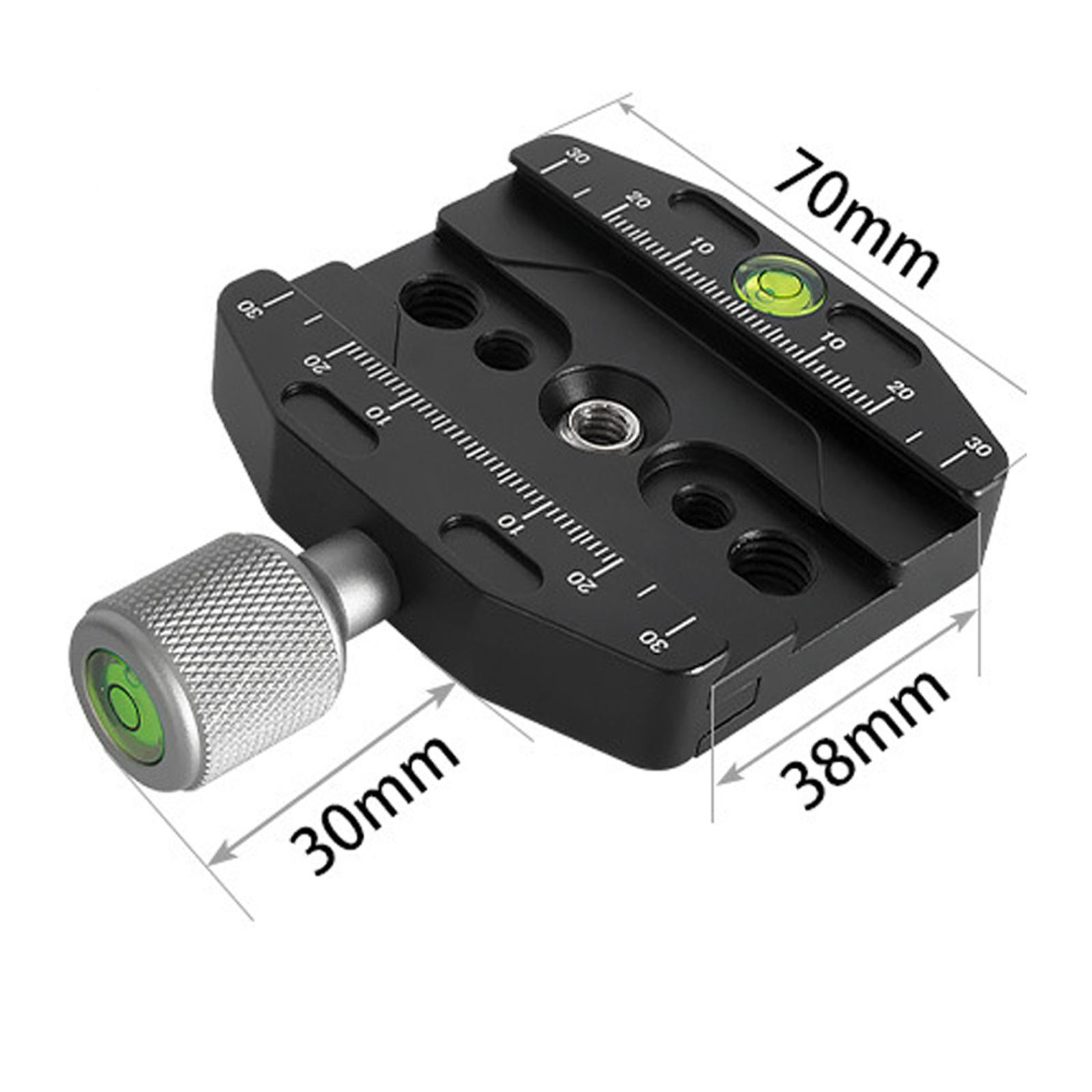 Quick Release Plate Clamp for Camera Tripod with 2x Spirit Level Plate Mount Adapter