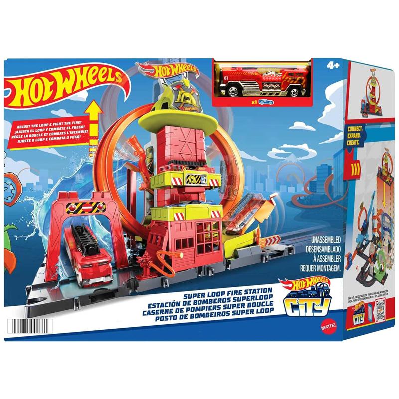 Bộ Đồ Chơi Trạm Cứu Hỏa Xoắn Ốc Siêu Cấp - Hot Wheels HKX41