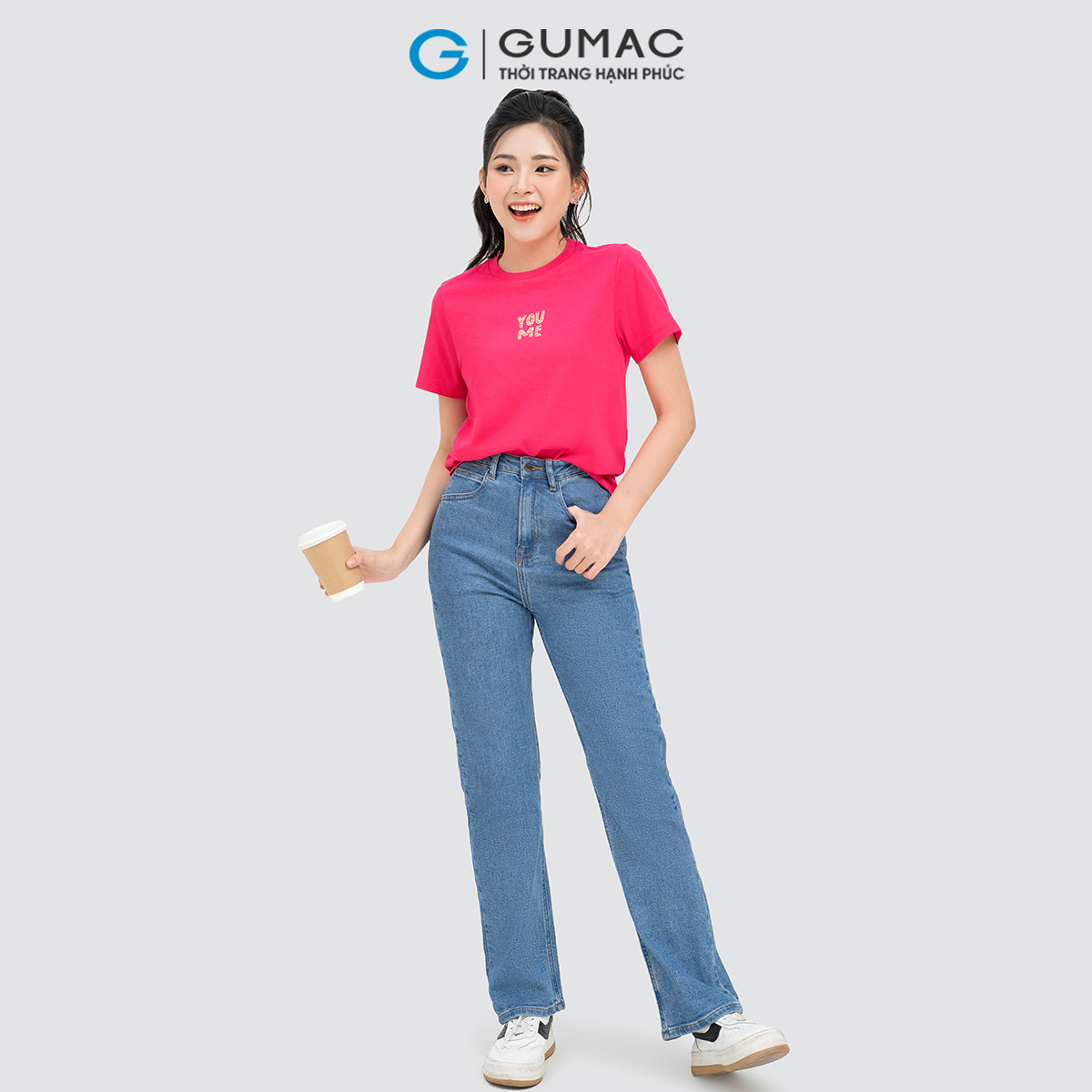 Quần jeans nữ ống đứng tôn dáng trẻ trung năng động thời trang Gumac QJD04051