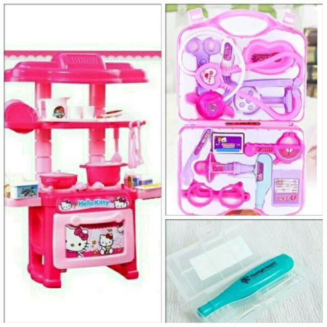 Combo bếp mini và bộ đồ chơi bác sĩ(tặng kèm 1 đèn soi tai)
