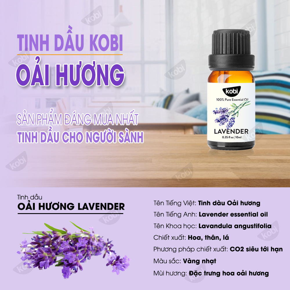 Combo Tinh Dầu Oải Hương Kobi + Tinh Dầu Hương Thảo Kobi + Tinh Dầu Cam Ngọt Kobi - Tinh Dầu Thiên Nhiên Nguyên Chất, Giúp Giảm Stress, Làm Thơm Phòng
