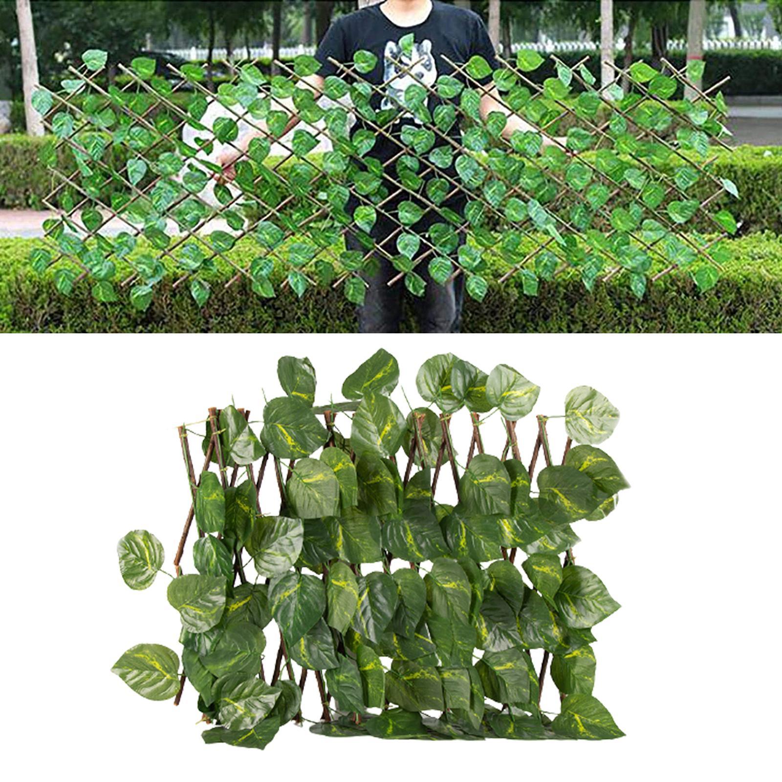 Retractable Garden Fence Privacy Screen Outdoor Evergreen Leaves