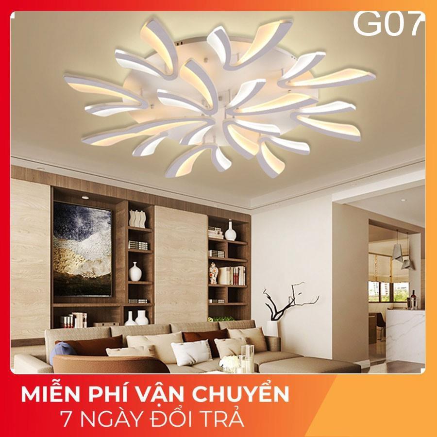 ĐÈN ỐP TRẦN phòng khách, phòng ngủ-G07, LED tô điểm tối tân 12 cánh chữ V, 3 cơ chế sáng